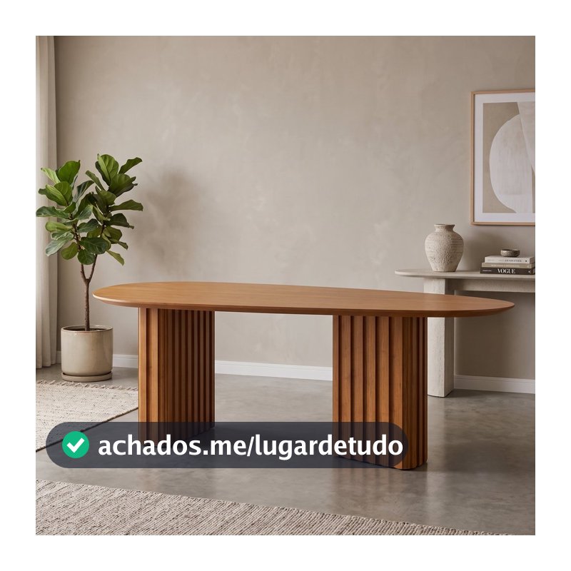 Mesa de Jantar 8 Lugares com Tampo Orgânico 75x200x100cm MDF Ísis Freijó 200