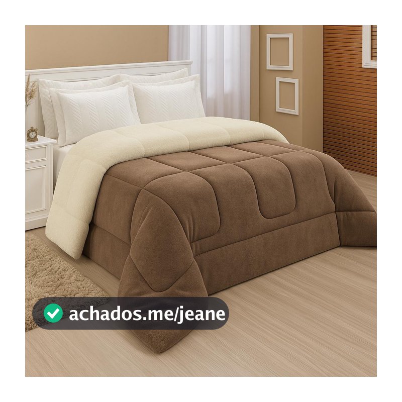 Coberdrom Casal Queen Dupla Face Sherpa Pele de Carneiro Peludo