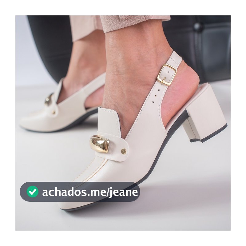 Sapato Feminino Modelo Mule Loafer Salto Bloco Grosso sandália