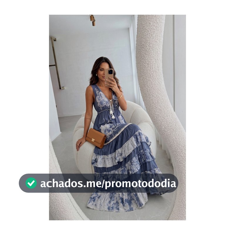Vestido Longo Verde Boho Chic Bordado Floral-5008
