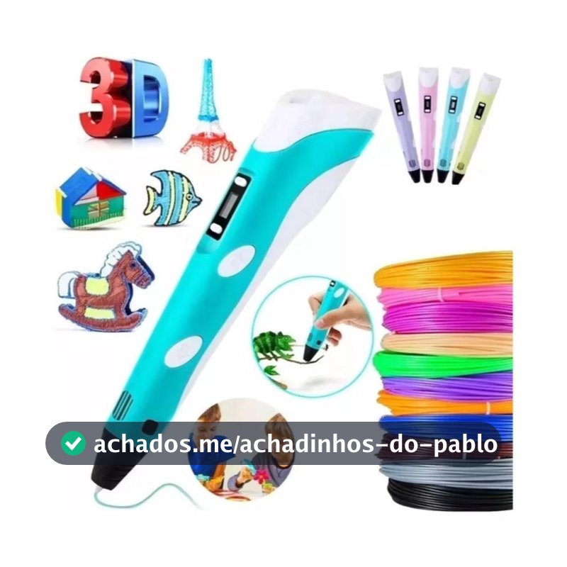 Caneta 3D para Desenho | Impressora 3D Manual DIY com Filamento Seguro | Crianças e Adultos