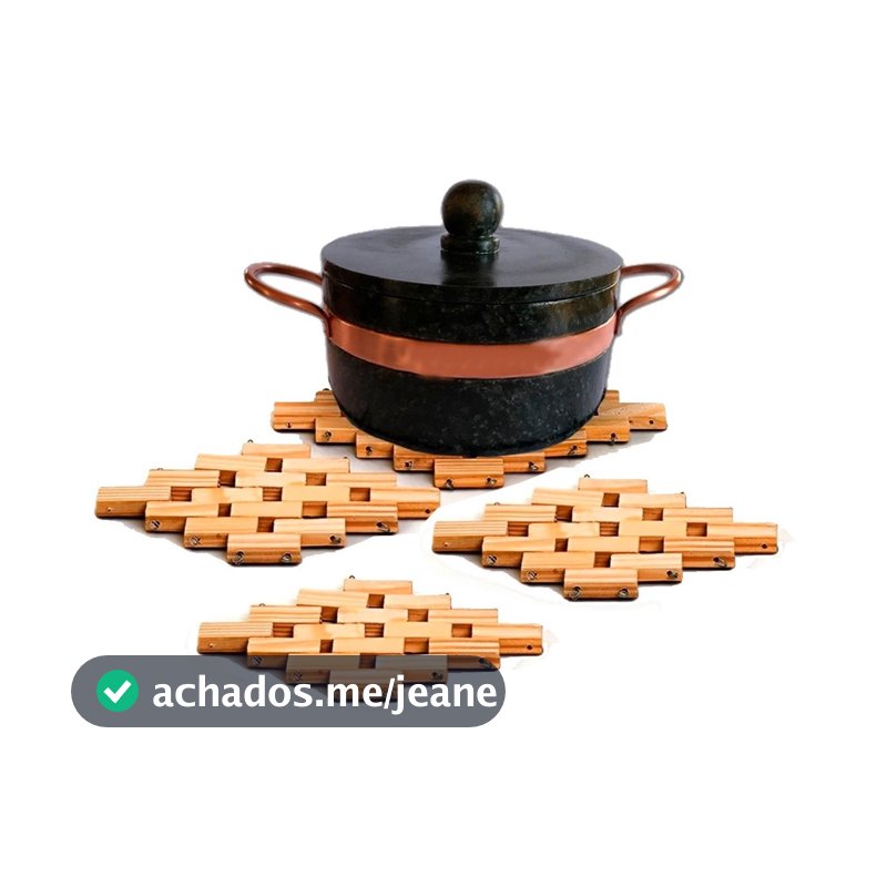 Kit com 4 Descanso de Panela de Madeira - Jogo com 4 unidades