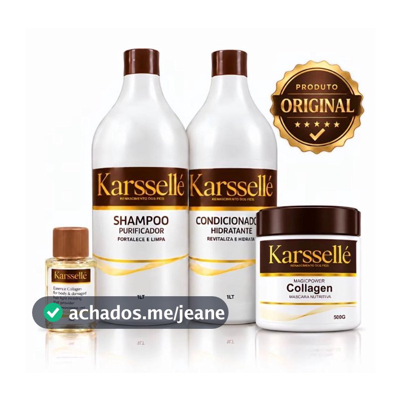 Kit Karssellé - Shampoo 1l + Condicionador 1l + Máscara 500g + Óleo MINI 7ml