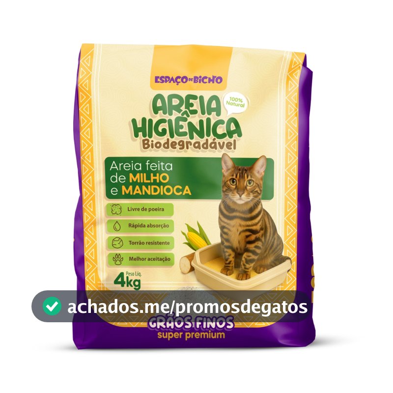 Areia Higiênica Biodegradável Espaço de Bicho Grãos Finos 4kg – Milho e Mandioca (100% Natural)