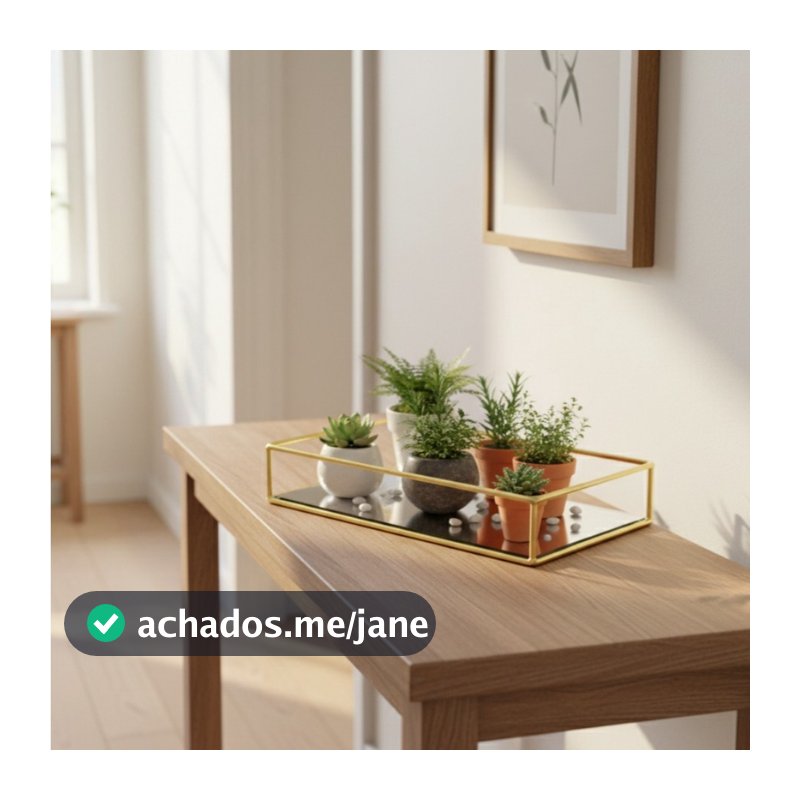 Bandeja Retangular Dourada Decorativa 20cm