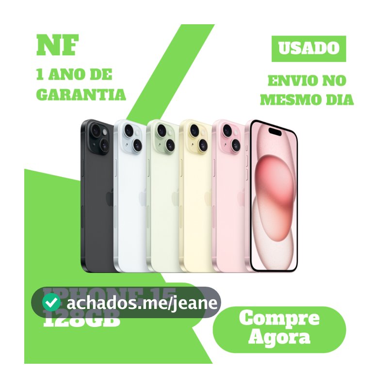Usado: Apple iPhone 15 128GB 256GB 512GB Desbloqueado 1 Ano de Garantia