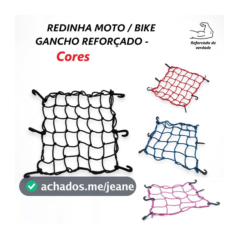 Rede Elástica Moto Bike Redinha Porta Cargas Aranha Capacete Estica Reforçada e Resistente