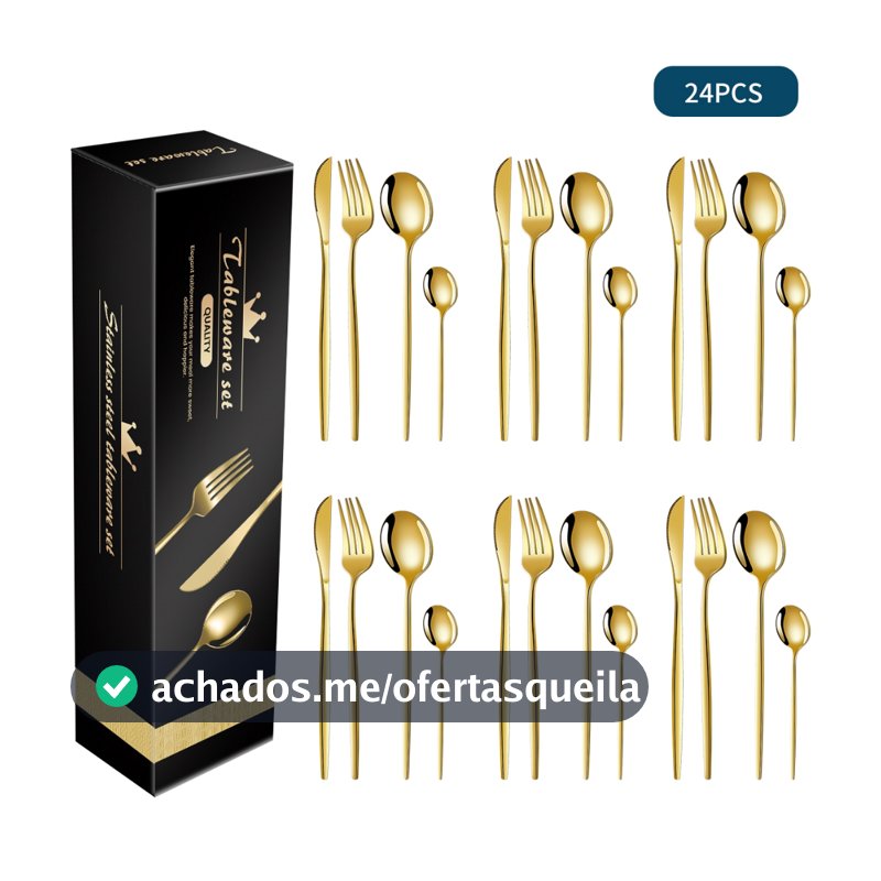 24 Kit Jogo De Talheres Inoxidável 416 Suprimentos De Cozinha Talheres de Dourados Talheres