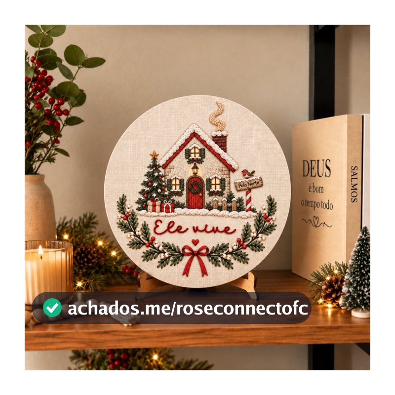 Enfeite Decorativo Natalino Ele Vive Feliz Natal Acrílico e Mdf Religioso Sala Mesa Posta