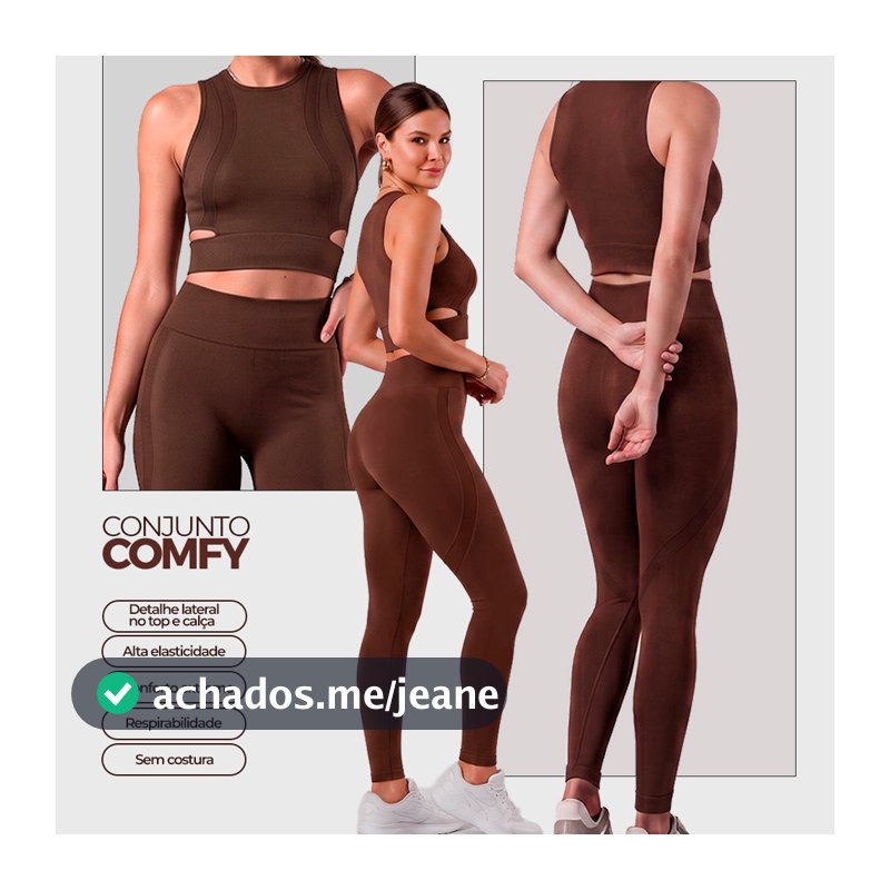 Conjunto Fitness Feminino Sem Costura Top e Calça Sem Costura Poliamida Premium Alta Elasticidade