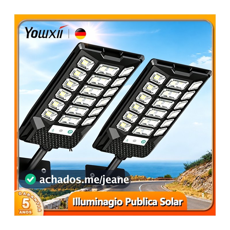 Yowxii Luminária Solar LED 120000W Superpotente Com Sensor De Movimento IP67 à Prova d’Água Para Área Externa