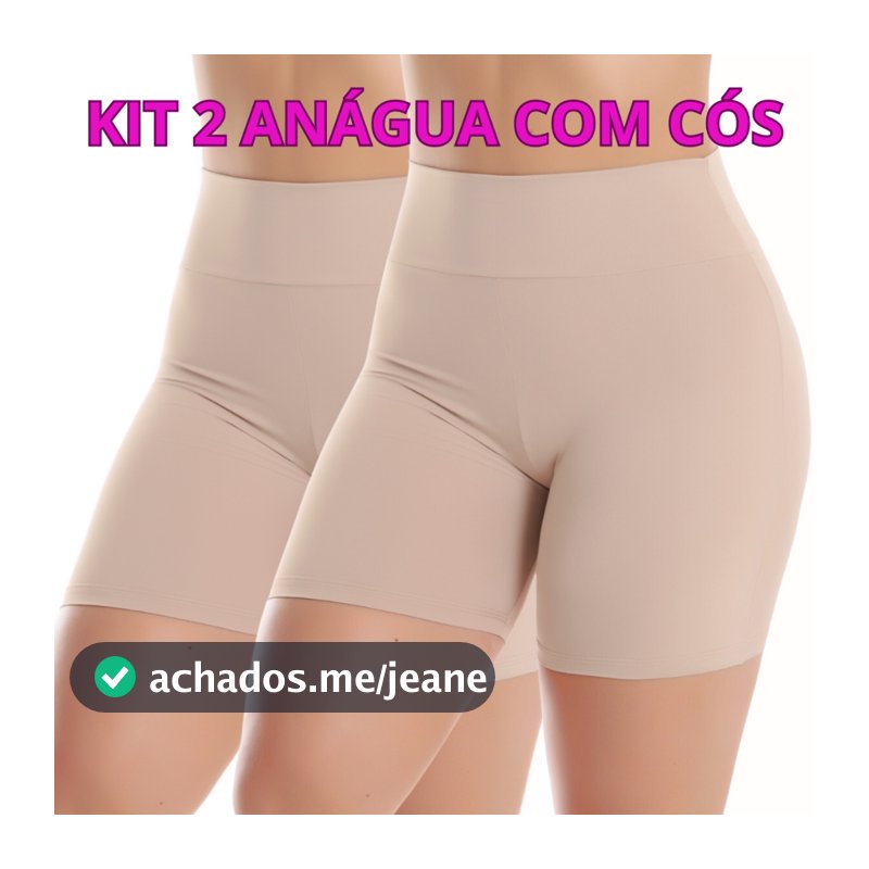 KIT 2 Short Cós Alta Qualidade Segunda Pele Bermuda Anágua Liso Feminina