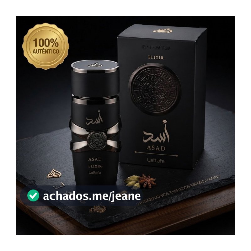 Perfume Árabe Asad Elixir Asad ZANZIBAR 100ml EDP Masculino Original Fixação Extrema Rastro Marcante
