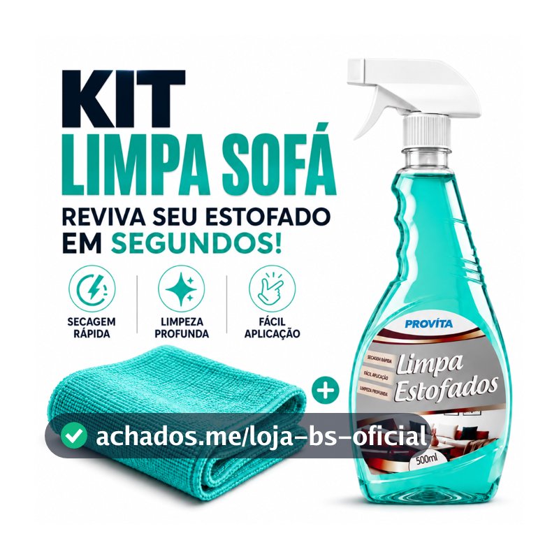 Kit Limpa Estofados 500ml Spray Perfumado + Pano Microfibra Premium Limpeza À Seco Sofá Banco Poltrona Colchão Tapete