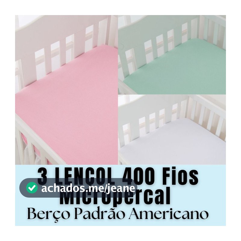 KIT 3 LENÇOL AVULSO BERÇO PADRÃO AMERICANO 400 FIOS MICROPERCAL