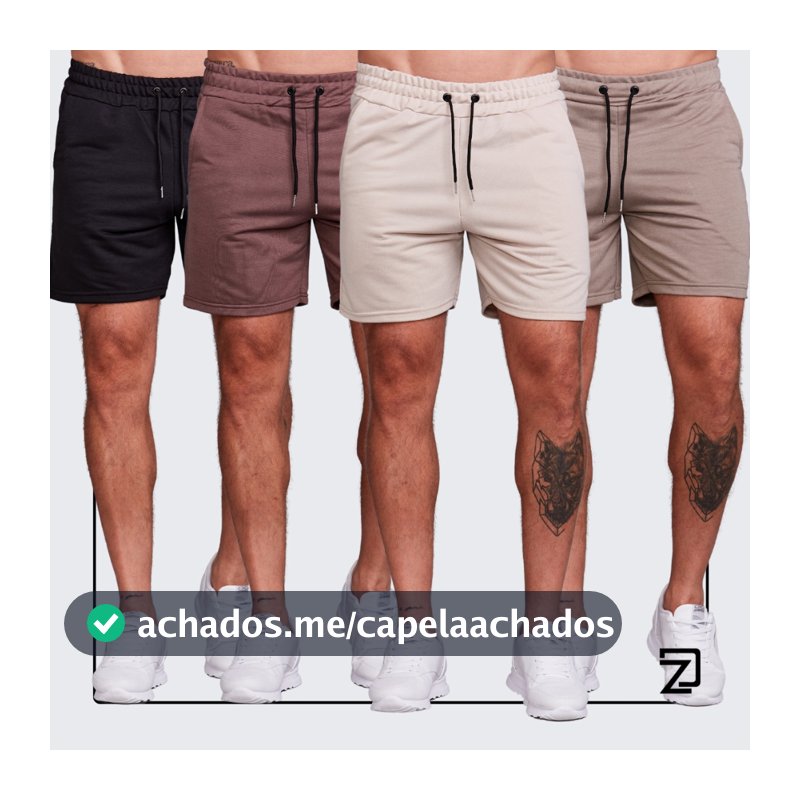 KIT 4 Bermuda Short Masculina Moletinho Casual Adulto