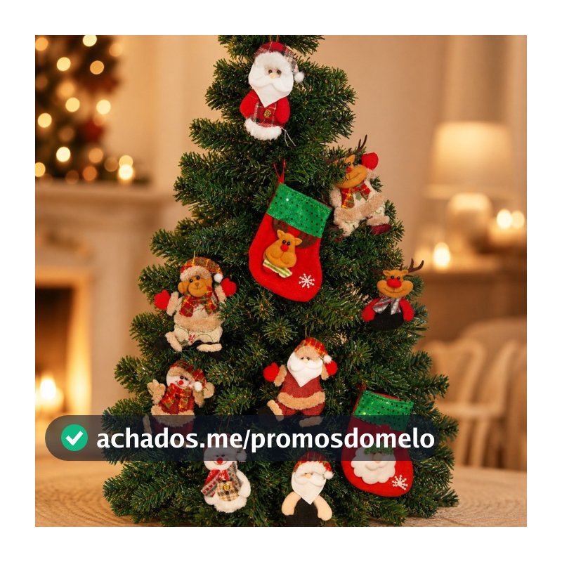 Kit 10/12 Enfeites Natalinos Bonecos Penduráveis Papai Noel Meia Ursinhos Decoração Árvore De Natal