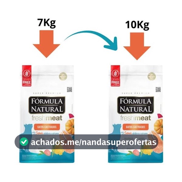 Ração Gatos Fórmula Natural Fresh Meat Salmão Gatos Castrados 10 KG