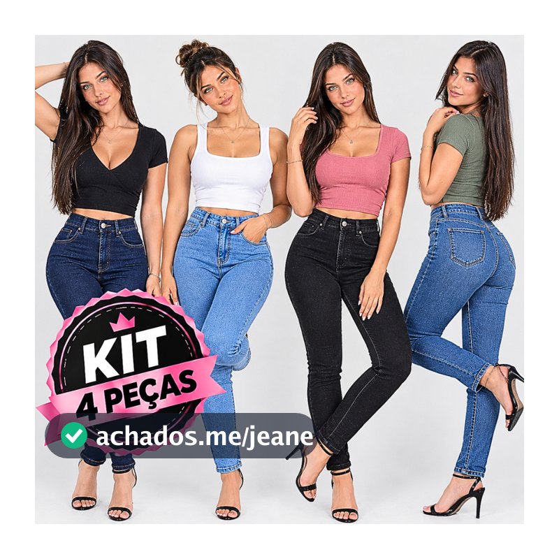 Kit 4 Calças Jeans Femininas Modelagem Slim Com Elastano Premium Ajuste Perfeito Modelagem Anatômica