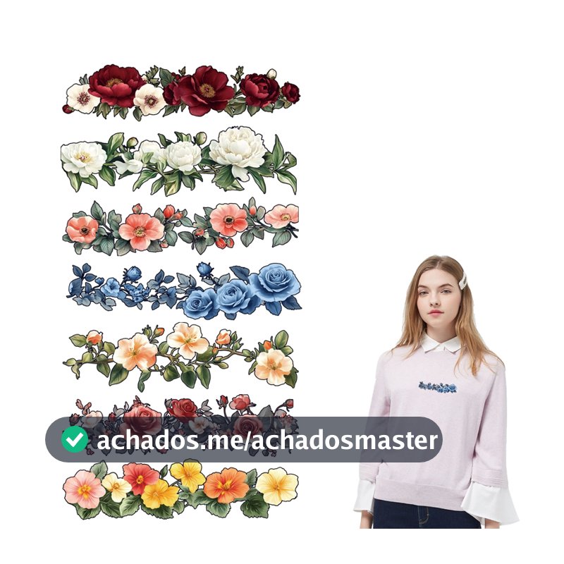 7 Pçs Flores Transferência De Calor Vinil Fácil De Cortar Imprensa Térmica Appliqued Parches Ropa Roupas Adesivos Diy Ca