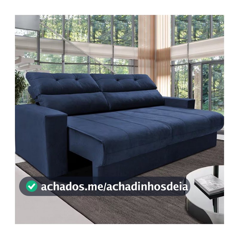 Sofá 3 Lugares Clean com Assento Retrátil e Encosto Reclinável em Tecido Velusoft 190cm de Largura Cama Inbox