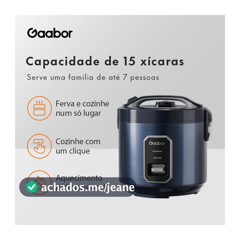 Gaabor 700W Panela de Arroz Azul Marinus com Capacidade para 6 Xicaras  2,2L RC-50M01A