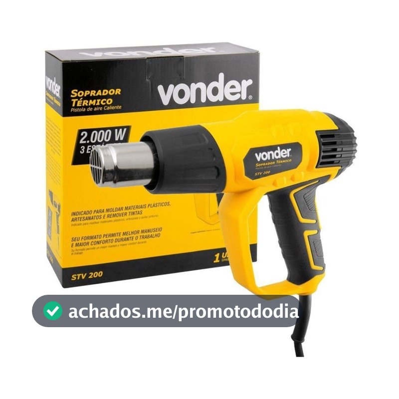 Soprador Térmico Vonder 2000w Profissional 550º C/ 3 Estágios Pistola Alta Temperatura + Acessórios