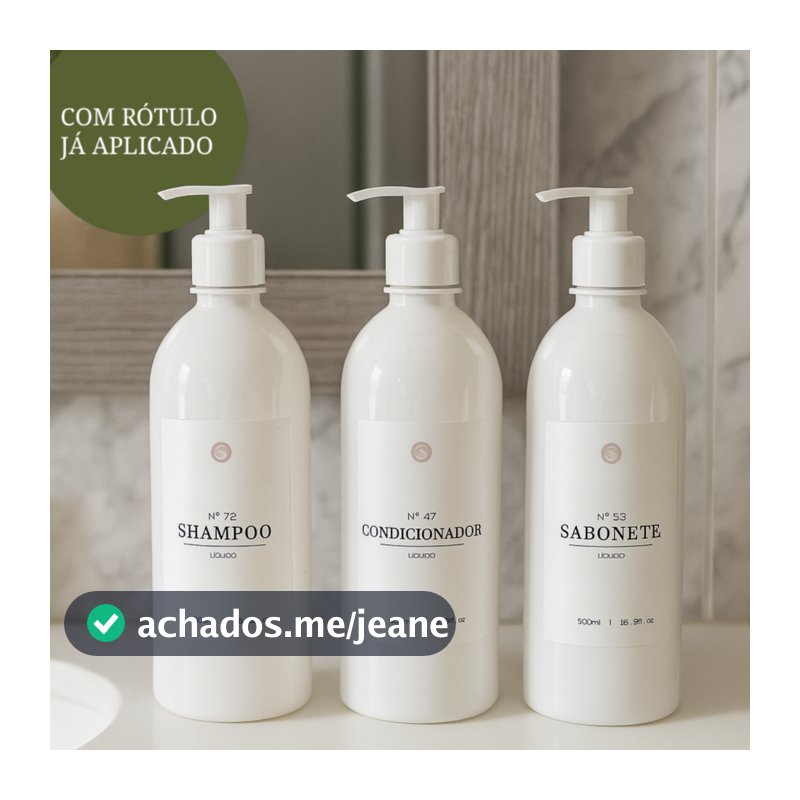 Kit Banheiro 3pçs Frascos Brancos Shampoo Condicionador Sabonete 500ml Decoração e Organização