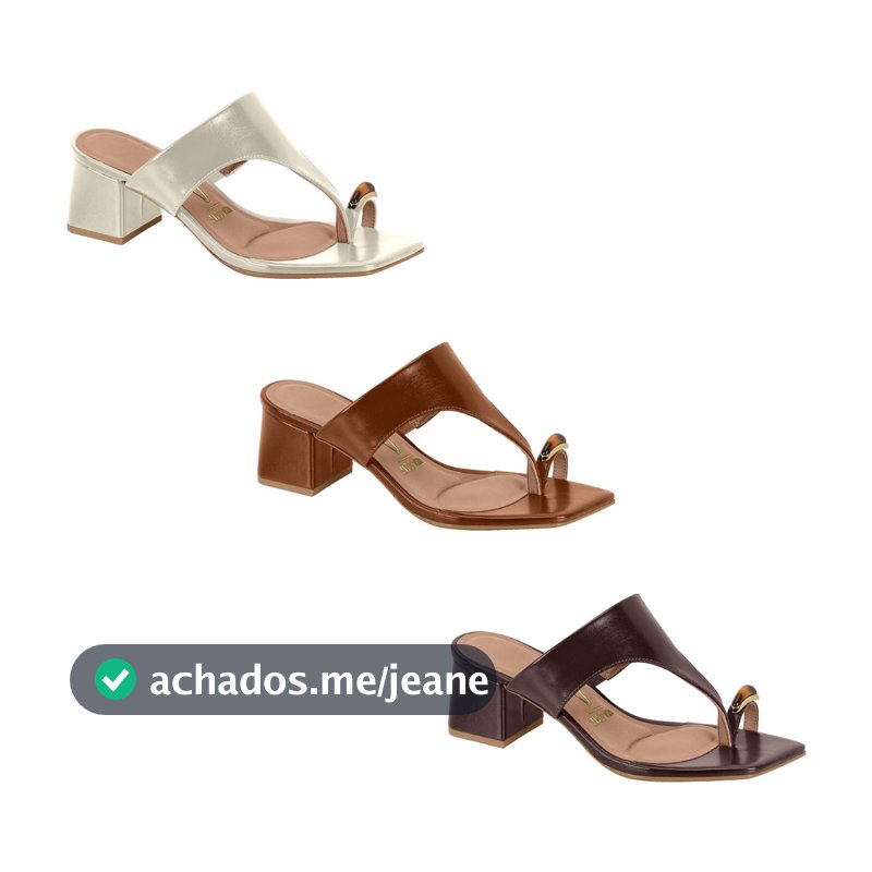 Vizzano Sandalia Feminina Tamanco Salto Bloco Ring Toe Vizano