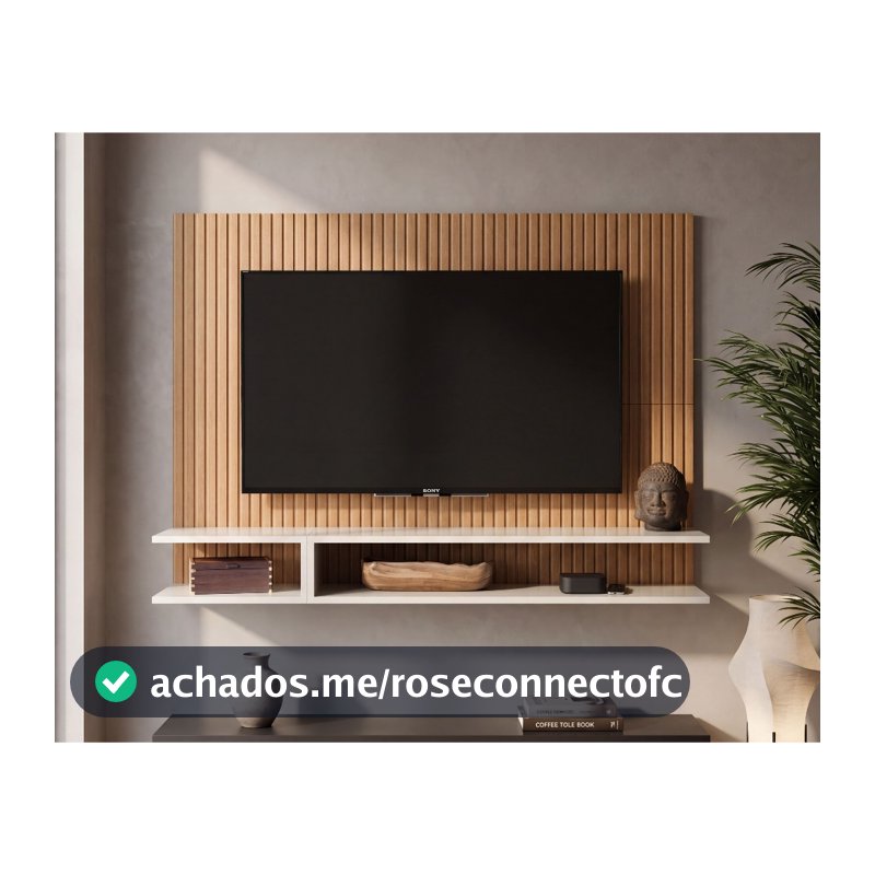 Painel Pra Tv 50 Polegadas Sala/Quarto Smart Plus MILÃO Decoração Com Prateleira e Nicho