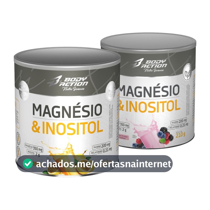 Kit 2x Magnésio & Inositol Com Melatonina 210g Bodyaction