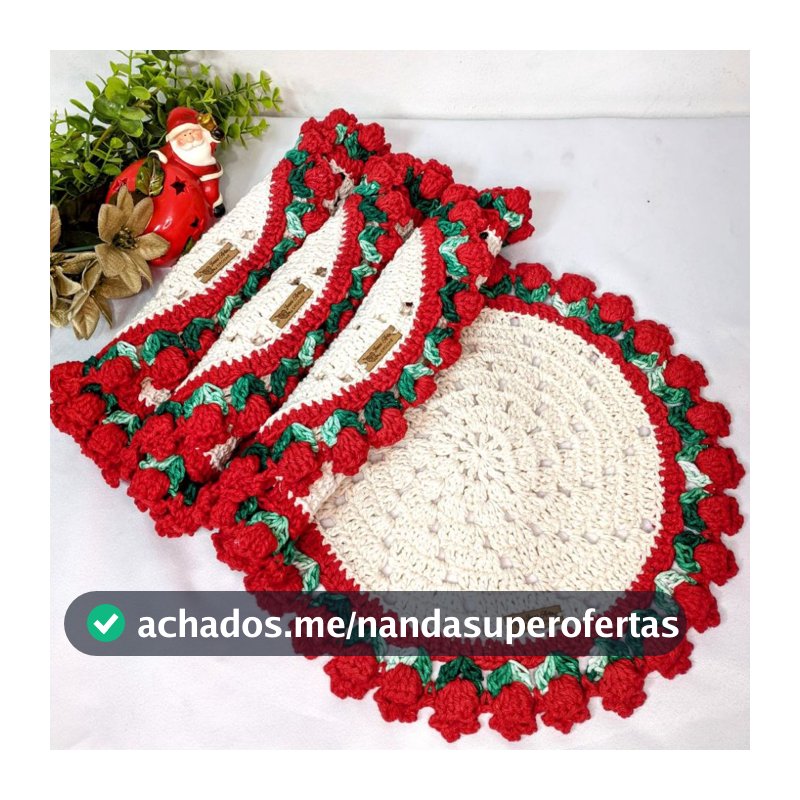 Jogo Americano Sousplat Tulipa Crochê