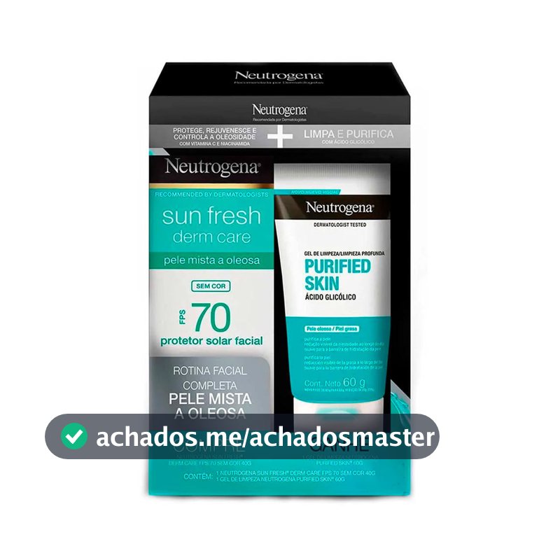 Protetor Solar Neutrogena Sun Fresh Derm Care FPS 70 Sem Cor 40g e Ganhe Gel de Limpeza Purified Skin 60g