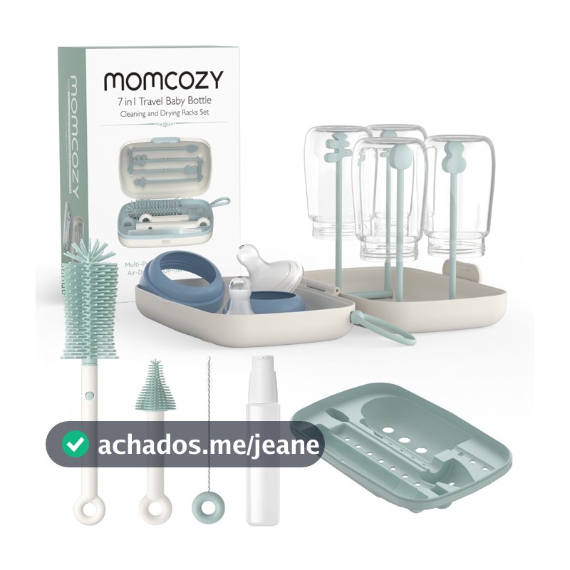Conjunto De Escova Para Mamadeira Momcozy , Kit De Limpeza Com De Canudo De Silicone , Dispensador De Sabão , Rack De Se