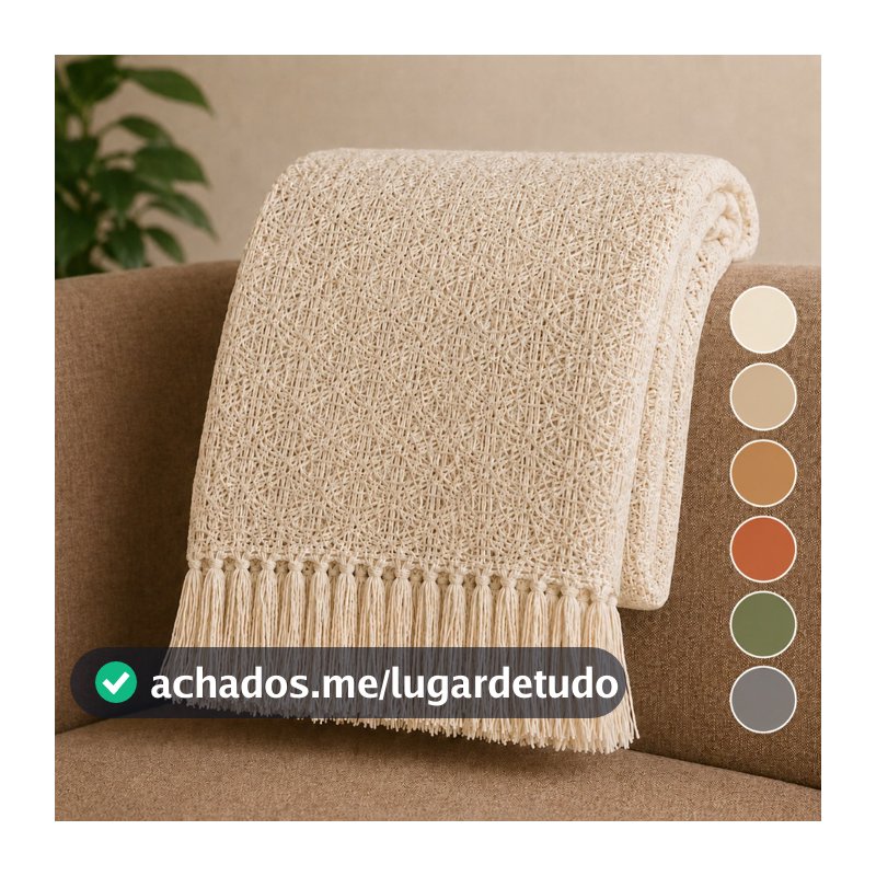 Manta De Sofá Gigante Crochê 2,70m x 2,70m Cama King Ou Sofá Grande Premium Luxo Artesanal 100% Algodão