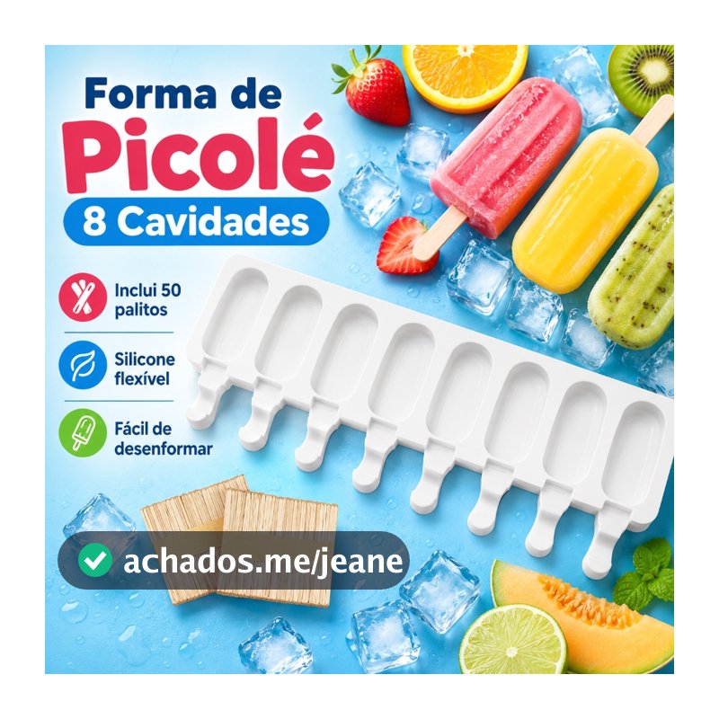 Forma de Sorvete Molde de Picolé de Silicone + 50 Palitos