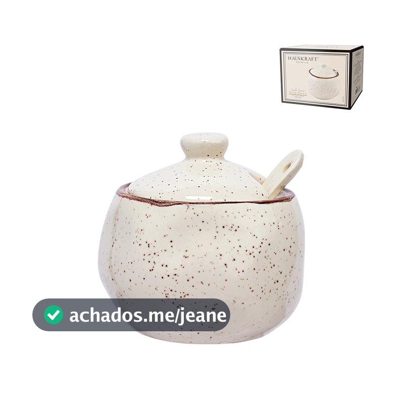 Açucareiro Cerâmica Com Colher Tampa Bahamas 250ml Hauskraft