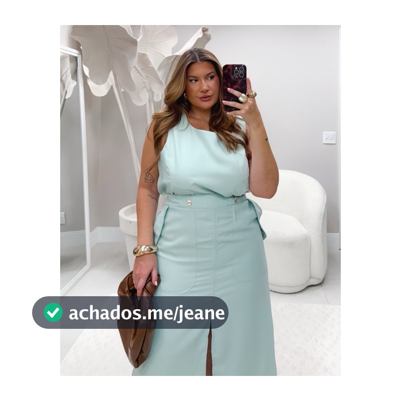 Conjunto sarjado midi plus size alfaiataria super chique tendência moda feminina pronta entrega