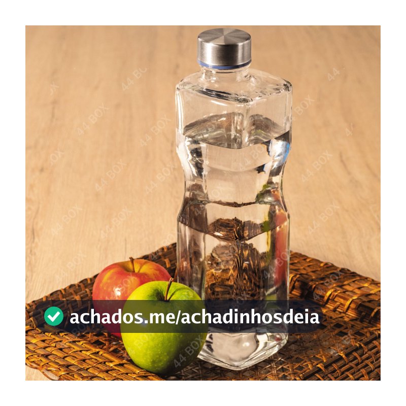 Garrafa de Vidro Quadrada ou Redonda H2O 1 Litro com Tampa Inox com Anel Antivazamento Linha Premium