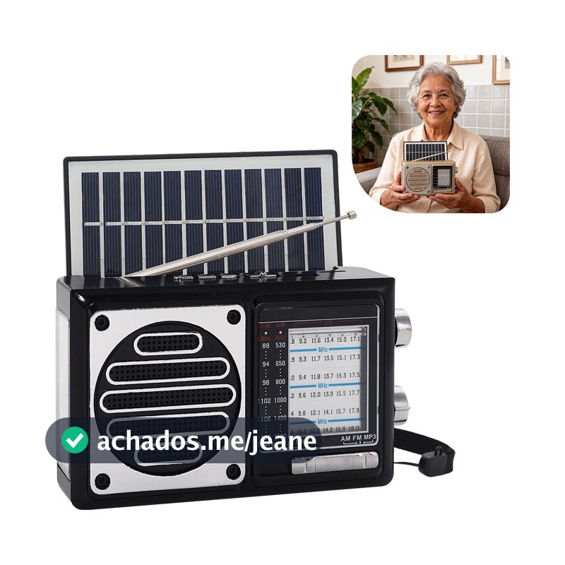 Rádio Portátil Bluetooth Painel Solar com lanterna BT TF USB Radio Retro Caixa de Som Usb Sd Am Fm multimídia