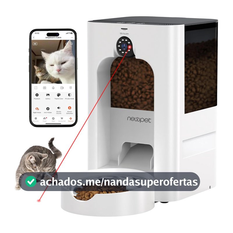 Newpet Alimentador Automático Pet Para Cães E Gatos Câmera Wi-fi Aplicativo 5l