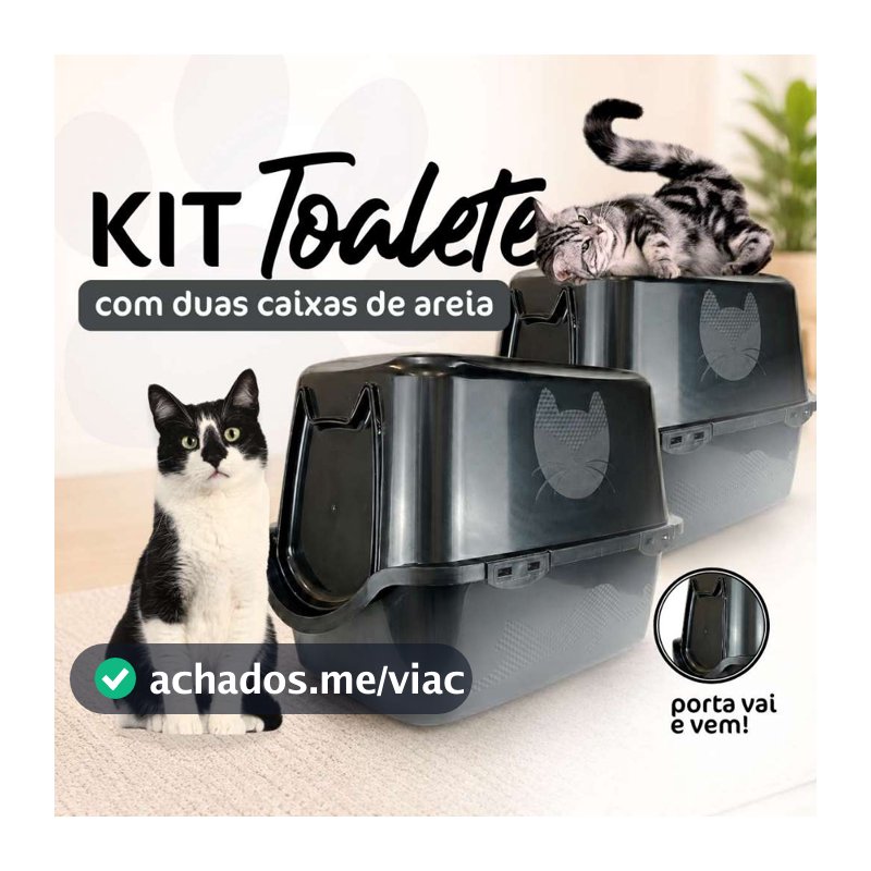 Kit 2 Caixa Areia Fechada Banheiro Toalete Sanitário Gato Antiodor