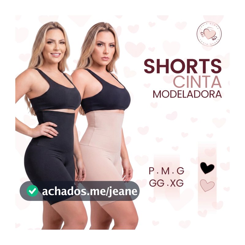 Short Cinta Modeladora Feminina Segunda Pele Alta Compressão Redutor de Medidas Não Enrola Empina Bumbum Plus Size