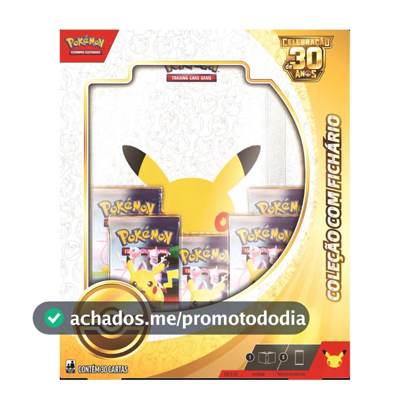 Box Pokémon Celebração de 30 Anos Coleção Com Fichário Oficial Copag