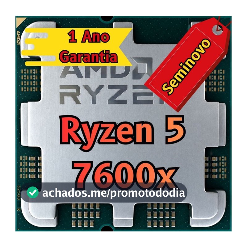 Processador AMD Ryzen 5 7600X, 4.7GHz (5.3GHz Max Turbo), Cache 38MB, 6 Núcleos, 12 Threads, AM5, Com Vídeo Integrado