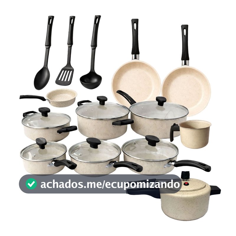 Jogo de Panelas 13 Peças Panela de Pressão 2L Conjunto Teflon Antiaderente Frigideira Caçarola