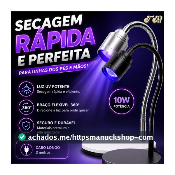 Lanterna UV com Pedal para Unhas Profissional Das Gringas – Branca ou Preta | Secagem Rápida Gel/Unhas em Gel SQ7033