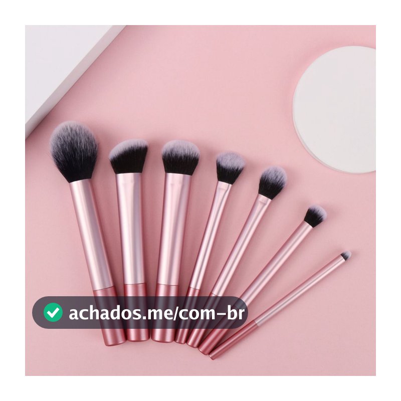 Kit 7 Pincéis de Maquiagem profissional 024-142 ROSA