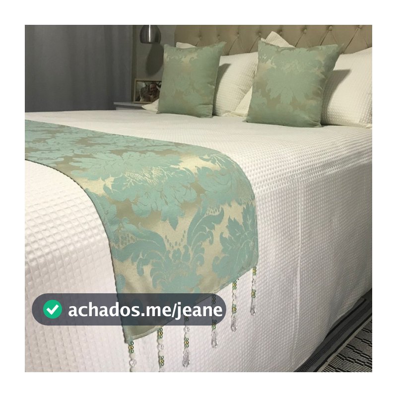 Peseira Casal/Queen Com Pedraria Jacquard 2 Capas Almofadas