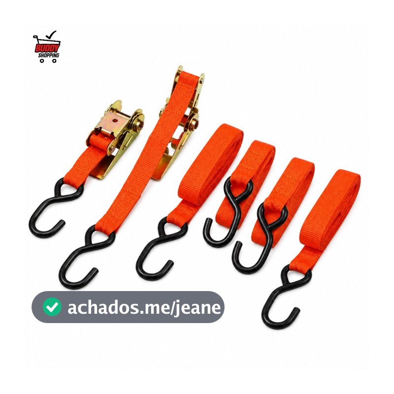 Jogo 4 Cintas Para Carga Com Catraca ACI-425 4,5M x 25mm Suporta 120kg Amarração Transporte Seguro